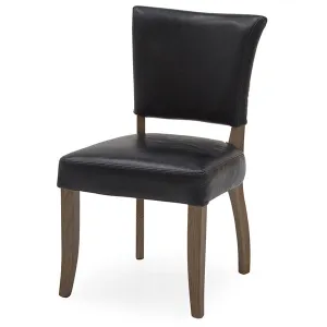 Duke Dining Chair Leather Ink Blue