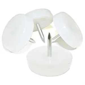 Furniture Glides, Nail-On, White Plastic, 7/8-In., 4-Pk.